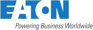 Logo for Eaton Corporation. Tagline reads, "Powering Business Worldwide"